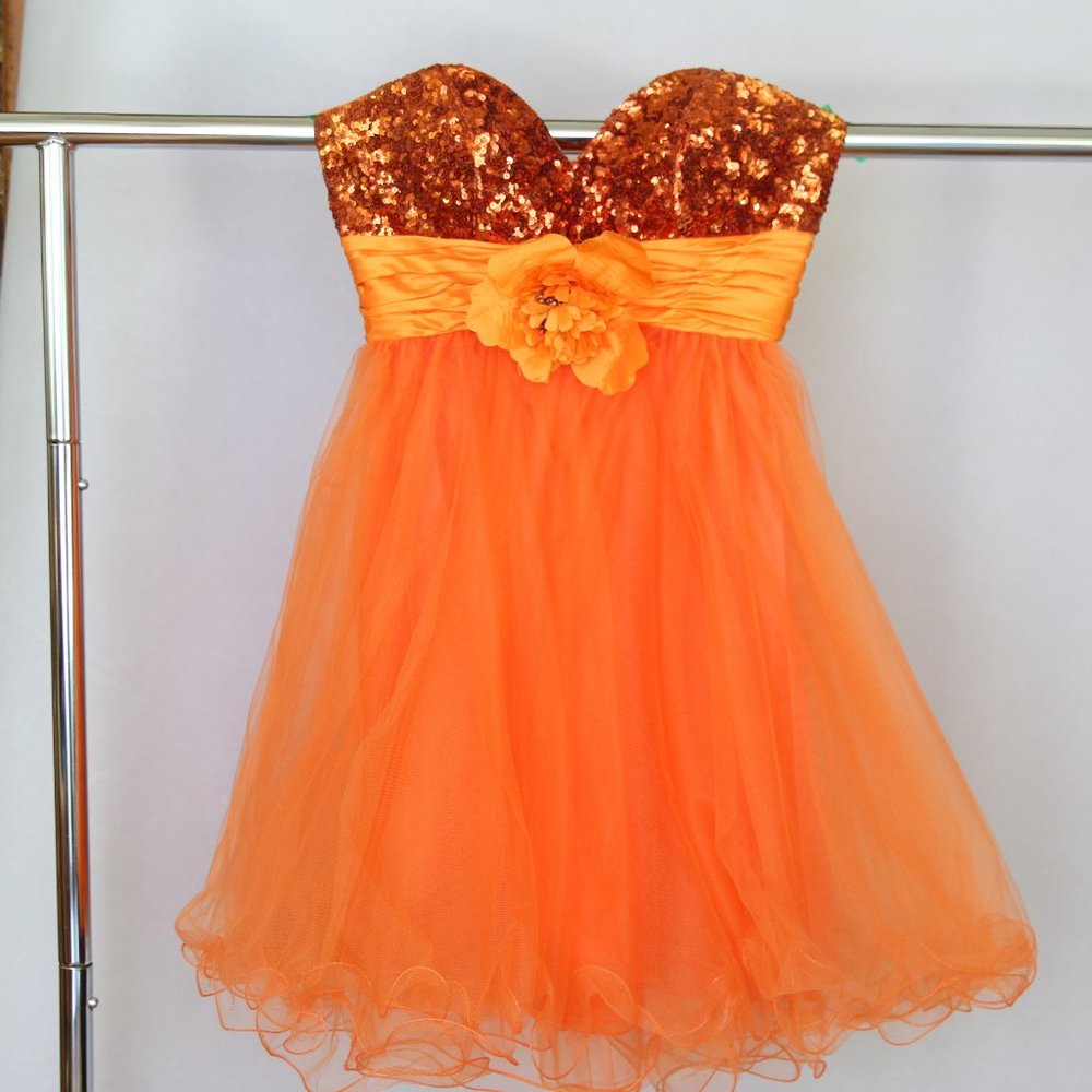 Sequin Orange Prom/Homecoming Dress by Cinderella